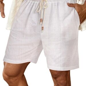 Bliss White Athletic Shorts with Elastic Waistband and Mid-Thigh Length